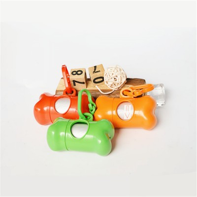 Portable 15Rolls Bag Custom Logo Kinds of Colors Bone Shape Dispenser Pet Puppy Cat Dog Poop Bag