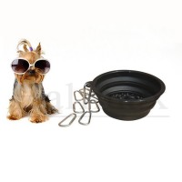 OEM custom logo Foldable Plastic Pet Bowl Travel Collapsible Dog Bowl